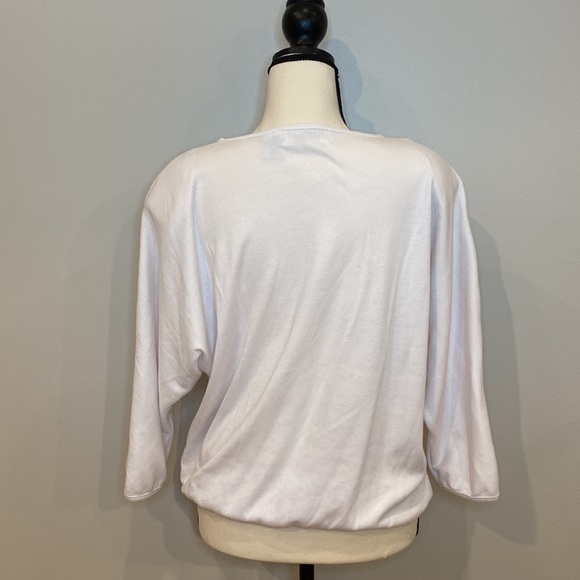 Vintage womens Andriano 80’s blouse top flower appliqué ribbon shoulder pads - Picture 5 of 6